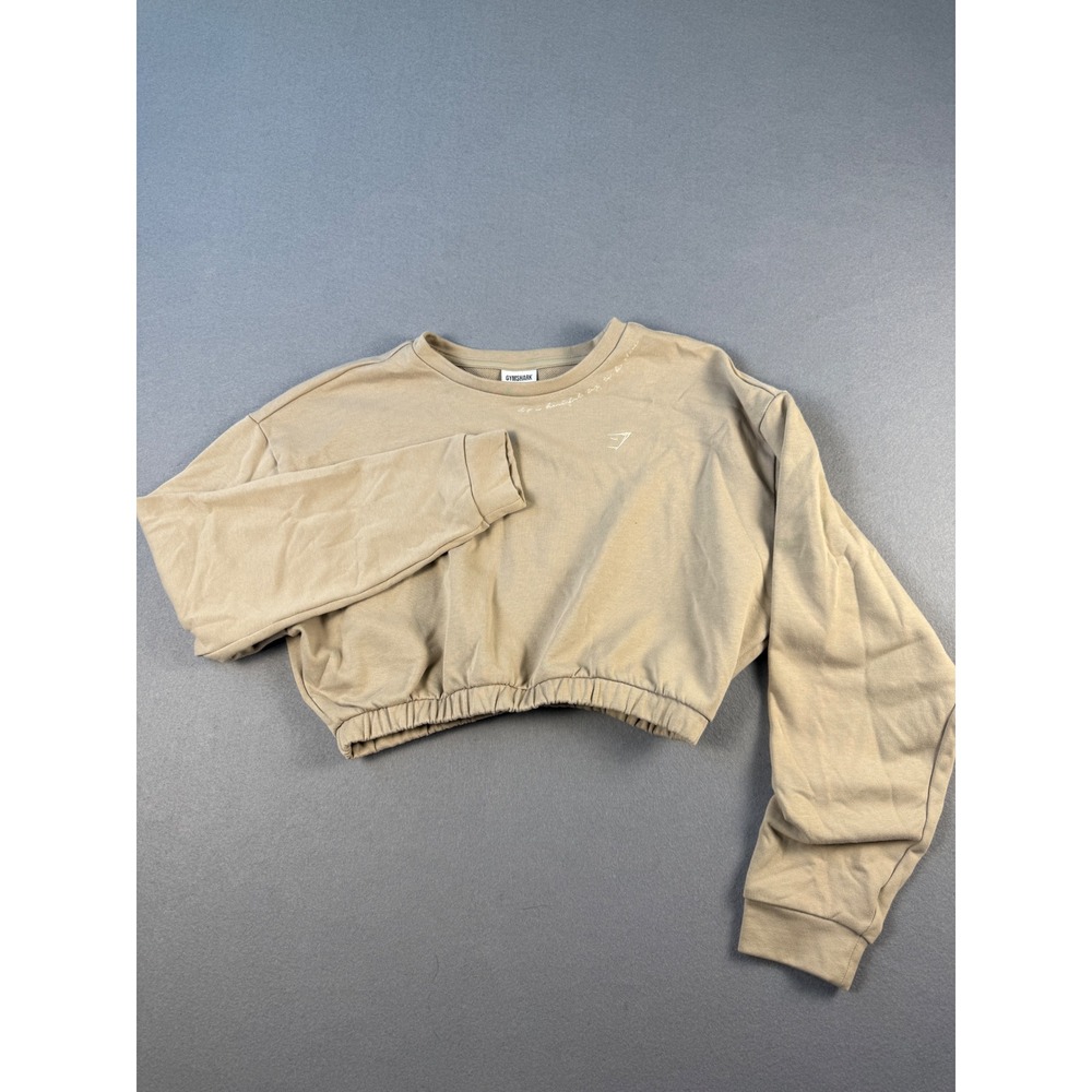 Gymshark Whitney Simmons Womens Cropped Sweatshirt Tan Beige Size S Relaxed Fit - Picture 2 of 7